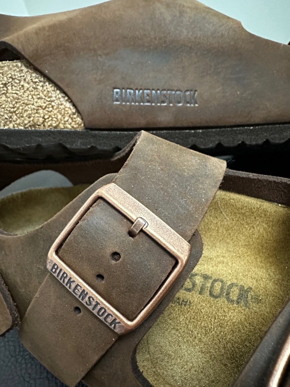 Sz43 New Men’s Birkenstock Havana Milano Oiled Leather Sandals - Picture 3 of 14